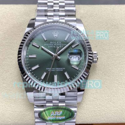 ARF Super Clone Rolex 3235 Stainless Steel Datejust 36mm Green Face Watch 